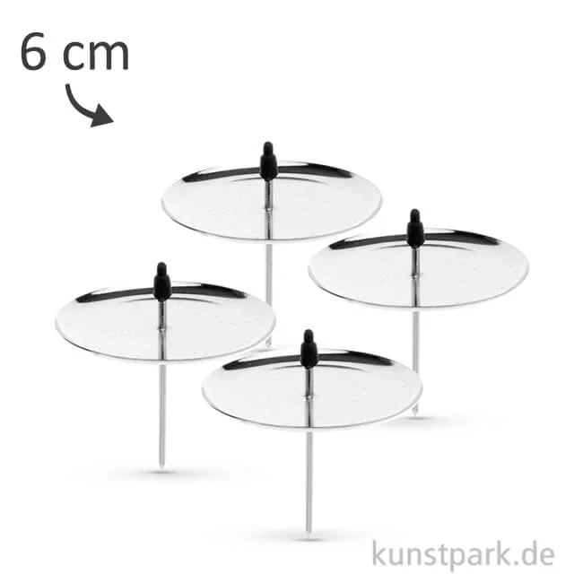 Artikelbild 1 des Artikels “Kerzenhalter aus Metall - Silberfarben, 4 Stück 6 cm“