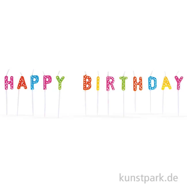 Artikelbild 1 des Artikels “Kerzensticks HAPPY BIRTHDAY, 1,5x7,7 cm, 13 Stück sortiert “