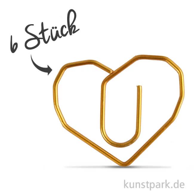 Artikelbild 1 des Artikels “Klammern aus Goldmetall - Herz, 30x20 mm, 6 Stück “