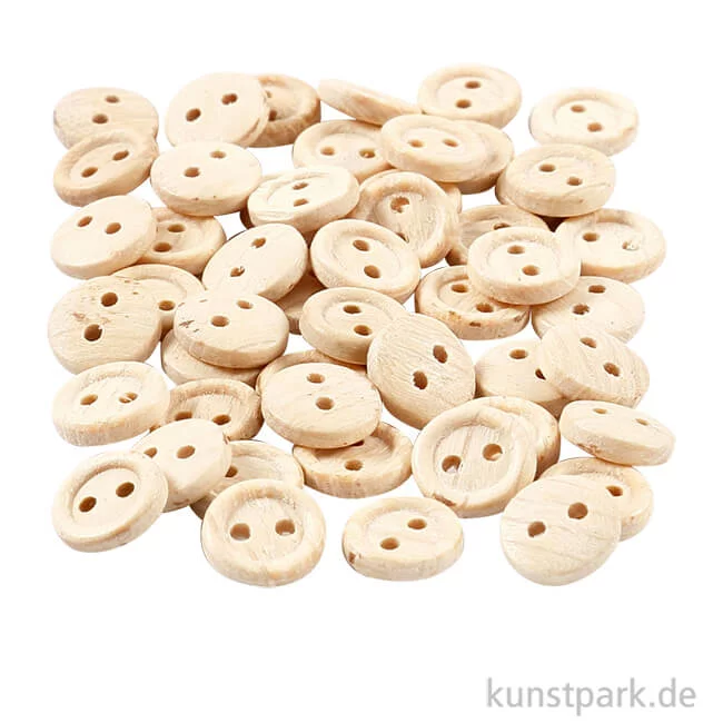 Artikelbild 1 des Artikels “Knöpfe aus unlackiertem Holz, 2 Loch 8 mm - 50 Stück“