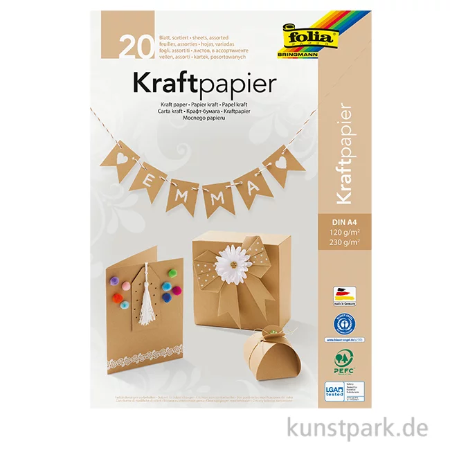 Artikelbild 1 des Artikels “Kraftpapier Block, 120-230 g/m², DIN A4, 20 Blatt “