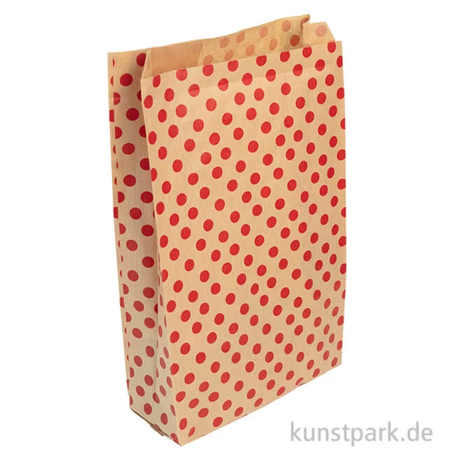 Artikelbild 1 des Artikels “Kraftpapier Tüten, Rote Punkte, 21 x 37 cm, 50 Stück “