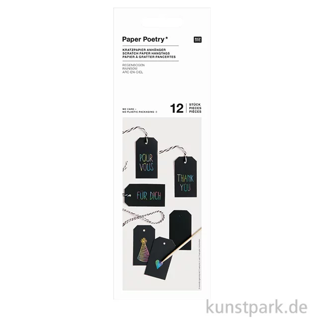 Artikelbild 1 des Artikels “Kratzpapier Anhänger, 12 Stück mit Holzkratzer und Bändern “