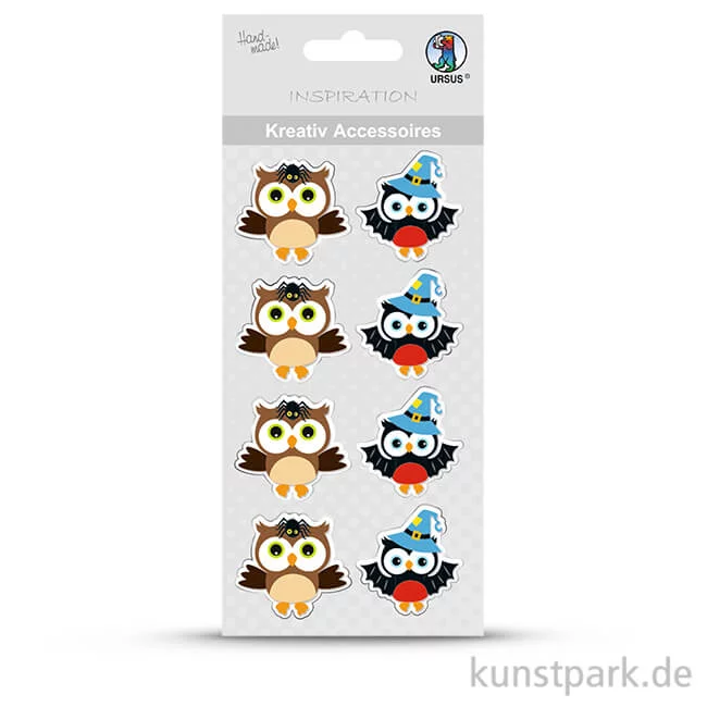 Artikelbild 1 des Artikels “Kreativ Accessoires zum Kleben - Hexe-Eule, 8 Stück sortiert “
