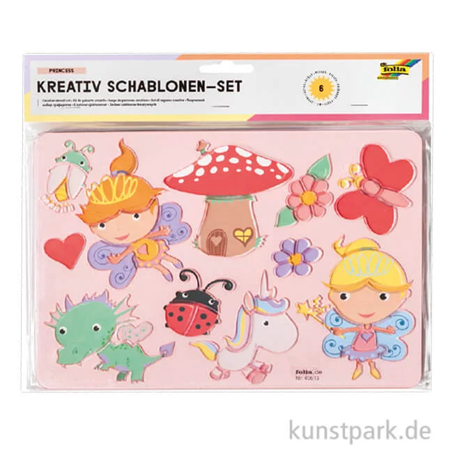 Artikelbild 1 des Artikels “Kreativ Schablonen - Princess, 6er Set mit Ausmalvorlagen “