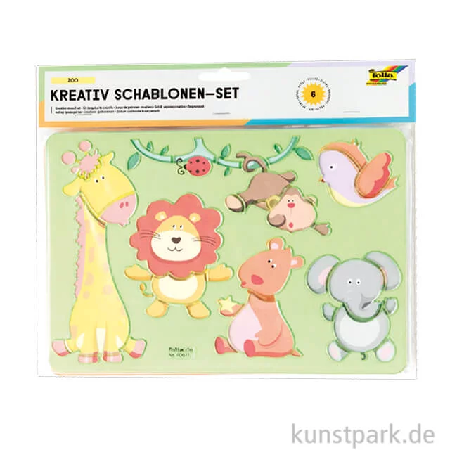 Artikelbild 1 des Artikels “Kreativ Schablonen - Zoo, 6er Set mit Ausmalvorlagen “