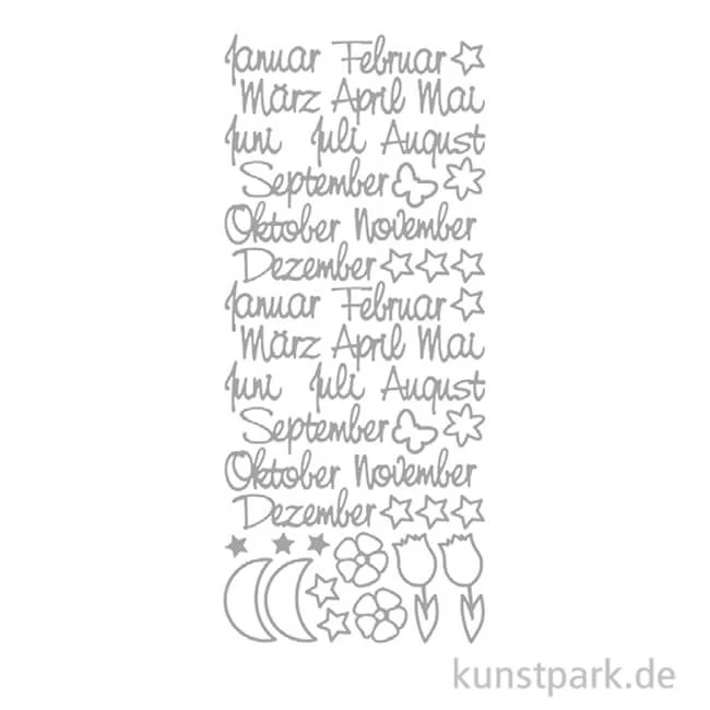 Artikelbild 1 des Artikels “Kreativ Sticker - Monatsnamen, Silber, 10 x 23 cm “