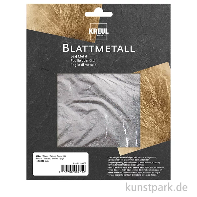 Artikelbild 1 des Artikels “KREUL Blattmetall - Silber, 140 x 140 mm, 6 Blatt “
