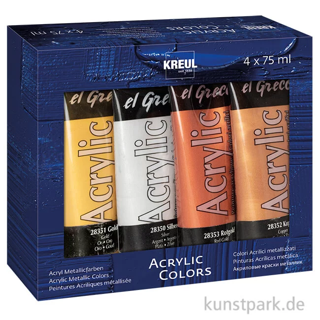 Artikelbild 1 des Artikels “KREUL el Greco Acrylfarben Set - Metallic, 4 x 75 ml “