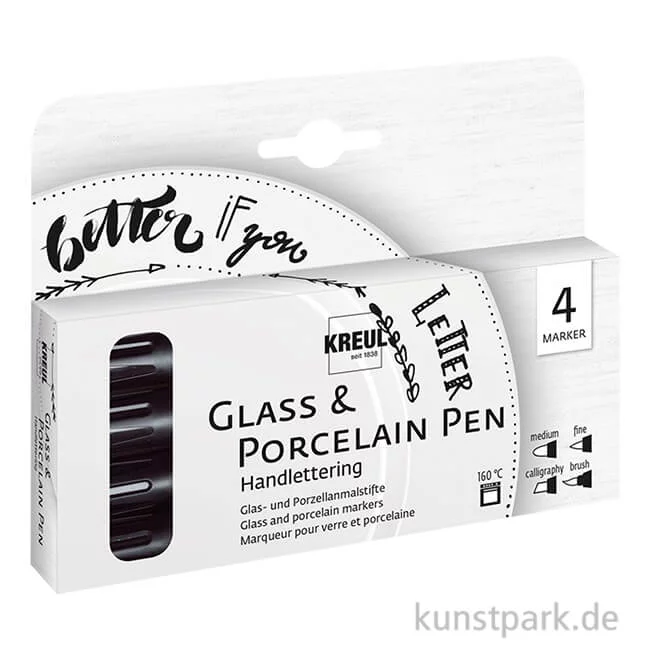 Artikelbild 1 des Artikels “KREUL Glass & Porcelain Pen - Handlettering Set mit 4 Stiften “
