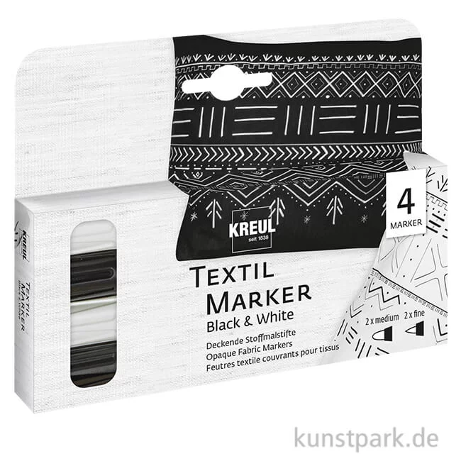 Artikelbild 1 des Artikels “KREUL Textil Marker Opak Set mit 4 Stiften, Schwarz + Weiß “