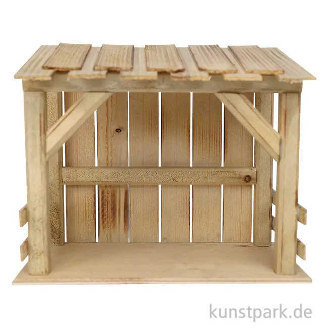 Artikelbild 1 des Artikels “Krippenstall für 9-11 cm Figuren, Holz, 22 x 13 x 19 cm “