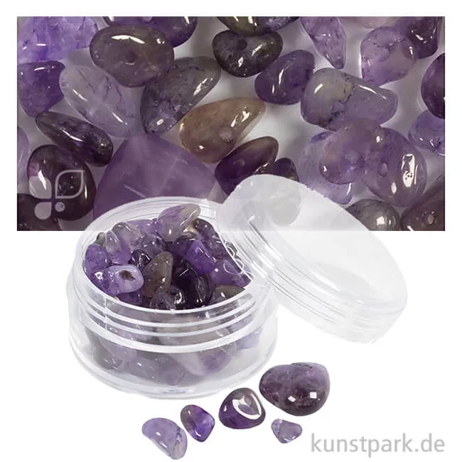 Artikelbild 1 des Artikels “Kristallperlen, Durchmesser 7-12 mm, Lochgröße 1 mm, 63 Stück Farbe | Flieder, Amethyst“