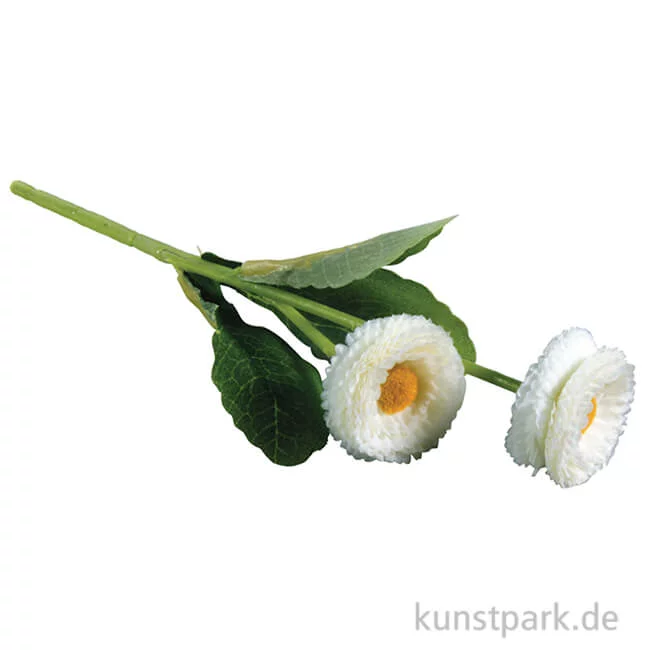 Artikelbild 1 des Artikels “Kunstblume Gänseblümchen - Weiß mit 2 Blüten, Länge 23 cm “