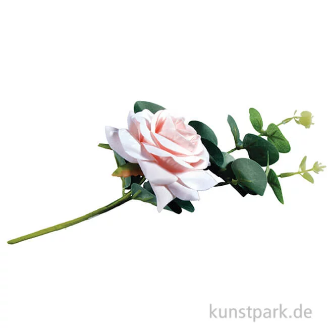 Artikelbild 1 des Artikels “Kunstblume rosé Rose mit Eukalyptus Länge 28 cm “