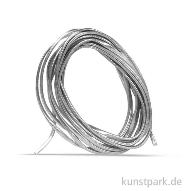 Artikelbild 1 des Artikels “Kunstlederband Metallic flach 3 mm, 2 m Silber“