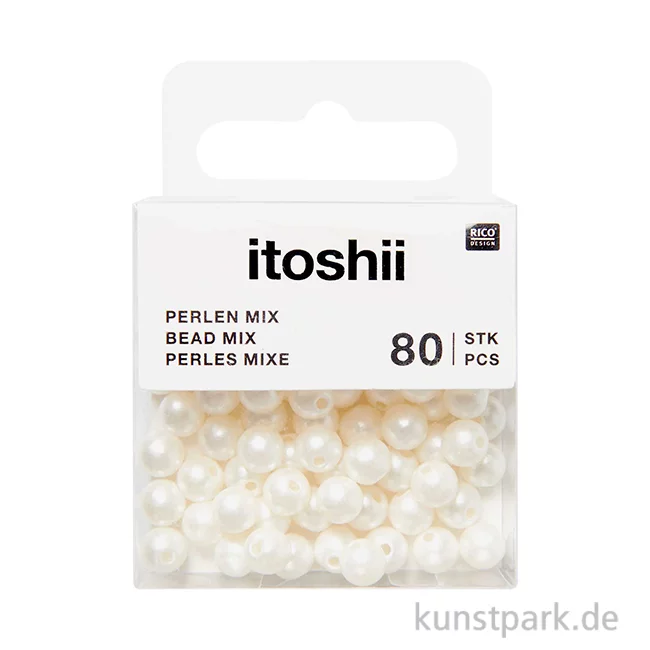 Artikelbild 1 des Artikels “Kunststoffperlen, Perlweiß Mix, 6 mm Durchmesser, 80 Stück “