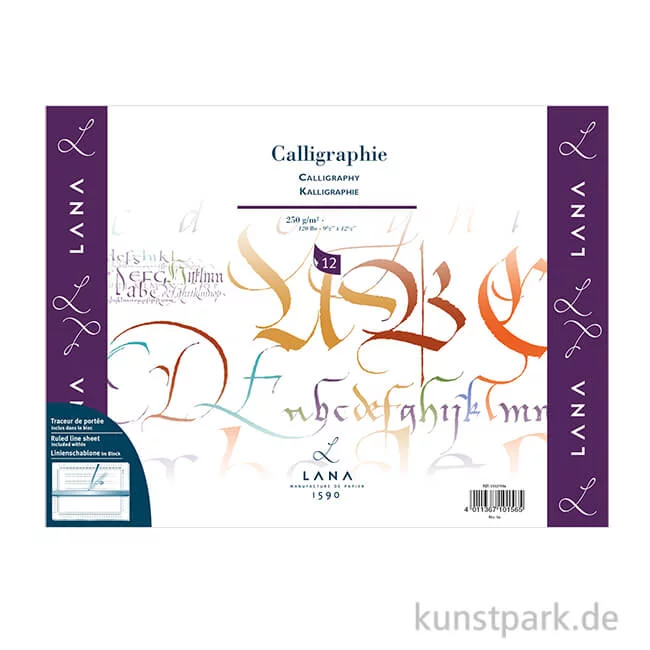 Artikelbild 1 des Artikels “Lana CALLIGRAPHIE Kalligraphiepapier, 12 Blatt, 250g 30 x 40 cm“