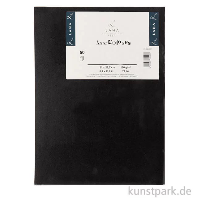 Artikelbild 1 des Artikels “Lana COLOUR farbiges Papier, 50 Bogen, 160g, DIN A4 DIN A4 | 160 - Schwarz“
