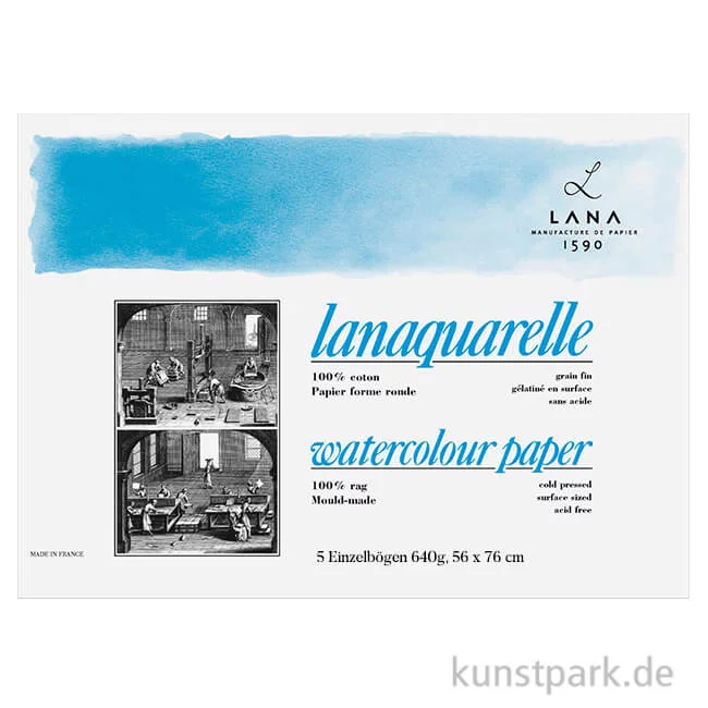Artikelbild 1 des Artikels “Lanaquarelle 5 Einzelbogen, 640g, 56 x 76 cm matt“