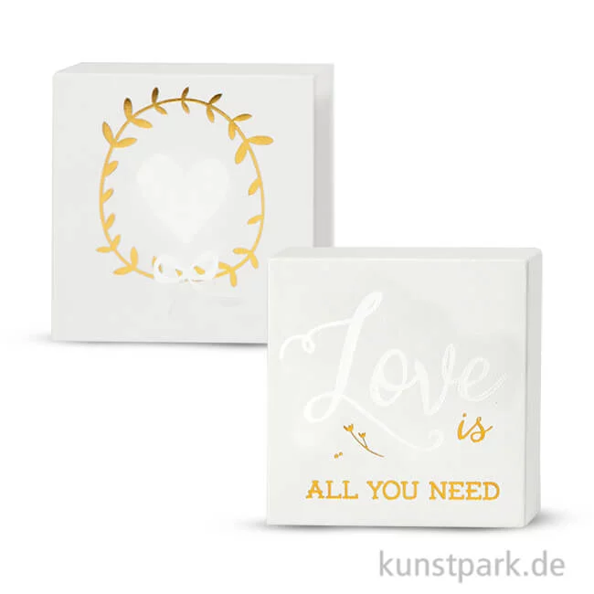 Artikelbild 1 des Artikels “Leinwand für Aquarellfarbe - Liebe, bedruckt mit Goldmotiven, 10,16x10,16 cm “