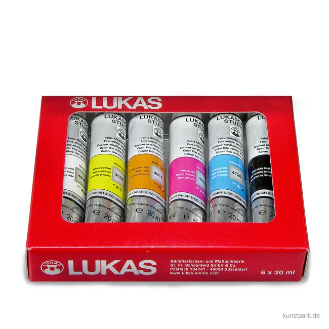 Artikelbild 1 des Artikels “LukasCryl STUDIO Acrylfarben Set, Karton mit 6 x 20 ml Tuben “
