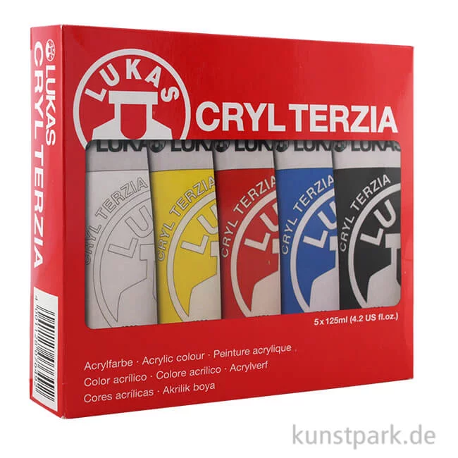 Artikelbild 1 des Artikels “LukasCryl TERZIA Acrylfarben Set, Karton mit 5 x 125 ml Tuben, Classic “