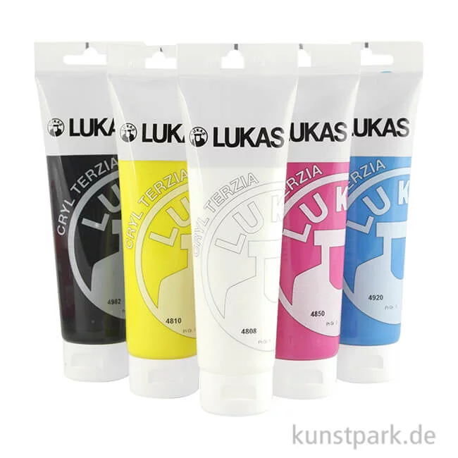 Artikelbild 1 des Artikels “LukasCryl TERZIA Acrylfarben Set, Karton mit 5 x 125 ml Tuben, Primär “