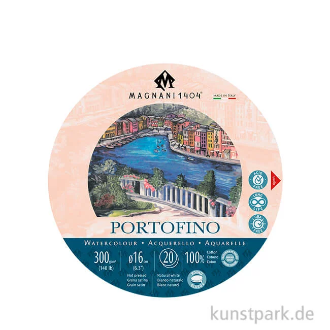 Artikelbild 1 des Artikels “MAGNANI Aquarellblock Rund, Geleimt, 300g, 20 Blatt, 16 cm, Satiniert “