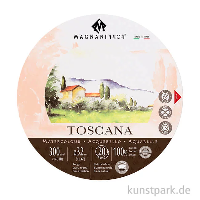 Artikelbild 1 des Artikels “MAGNANI Aquarellblock Rund, Geleimt, 300g, 20 Blatt, 32 cm, Rau “