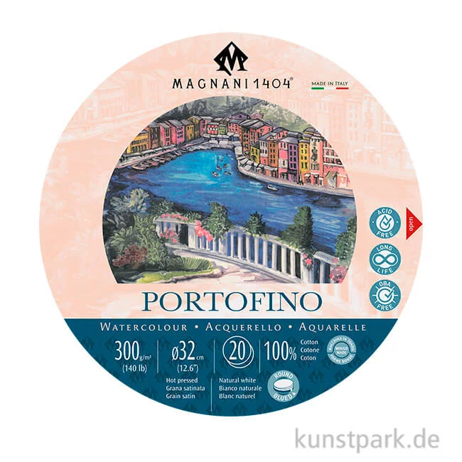 Artikelbild 1 des Artikels “MAGNANI Aquarellblock Rund, Geleimt, 300g, 20 Blatt, 32 cm, Satiniert “