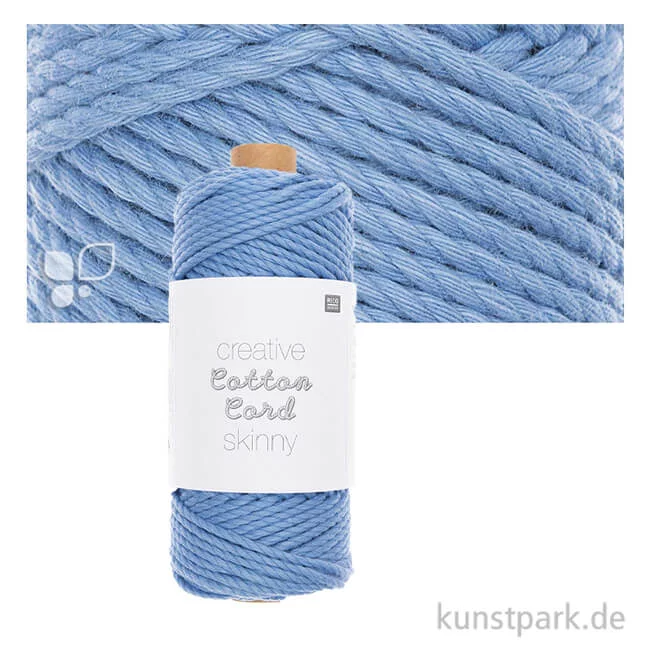 Artikelbild 1 des Artikels “Makramee Baumwoll-Garn Skinny 190 g 3 mm | Skinny Blau“