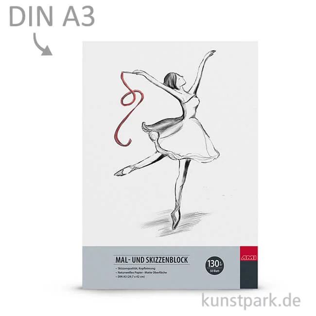 Artikelbild 1 des Artikels “Mal- und Skizzenblock 130g, Kopfleimung DIN A3, 50 Blatt“