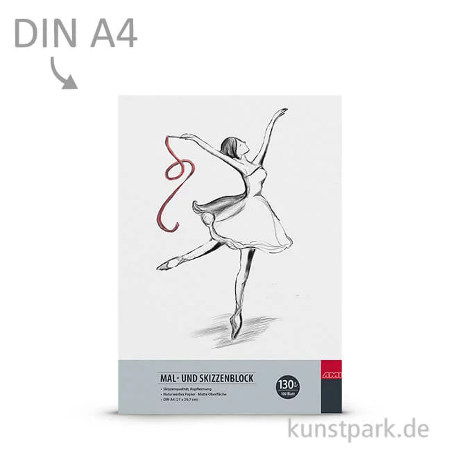 Artikelbild 1 des Artikels “Mal- und Skizzenblock 130g, Kopfleimung DIN A4, 100 Blatt“