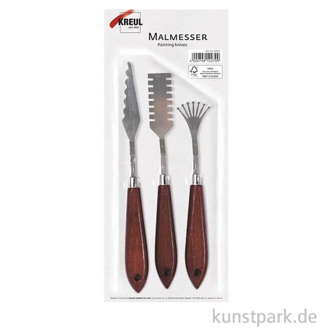 Artikelbild 1 des Artikels “Malmesser mit Metallklingen und Holzgriffen, 3er Set “