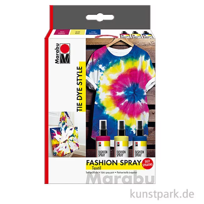 Artikelbild 1 des Artikels “Marabu Fashion Spray Set - Tie Dye Style, 3 x 100 ml + Zubehör “