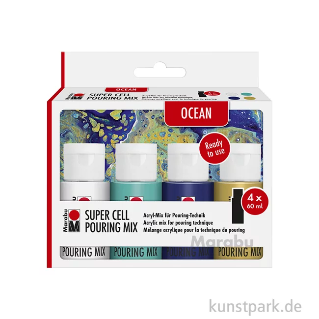 Artikelbild 1 des Artikels “Marabu Super Cell Pouring Farben - Ocean, 4 x 60 ml “
