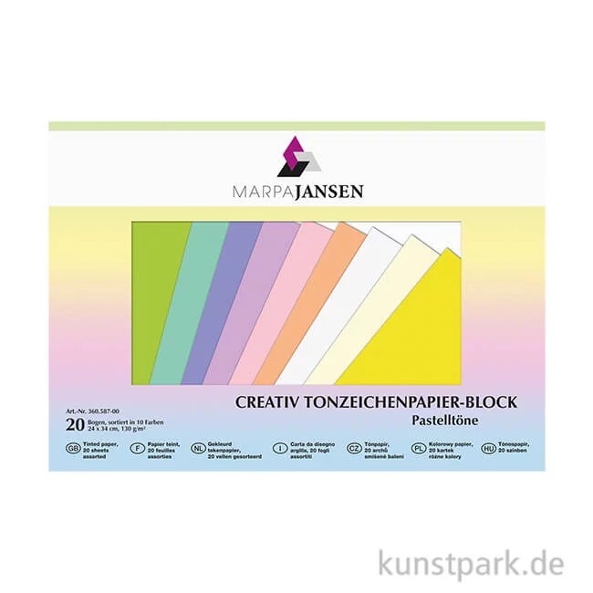 Artikelbild 1 des Artikels “Marpa Jansen Tonzeichenpapier, 10 Pastelltöne 24x34 cm 20 Blatt “