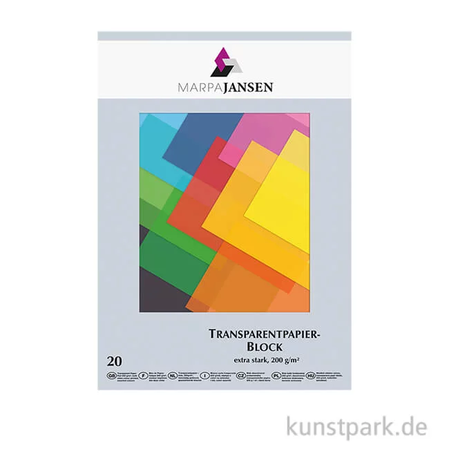 Artikelbild 1 des Artikels “Marpa Jansen Transparentpapier farbig sortiert, extra stark, 20 Blatt DIN A3“