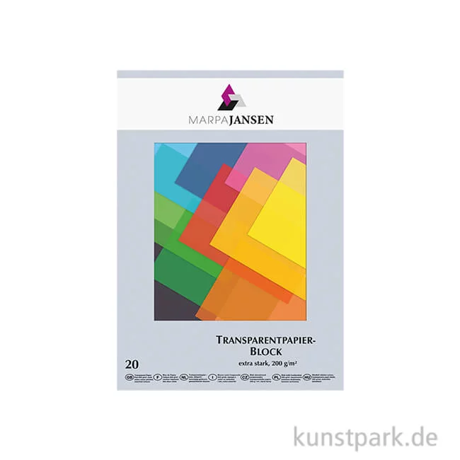 Artikelbild 1 des Artikels “Marpa Jansen Transparentpapier farbig sortiert, extra stark, 20 Blatt DIN A4“