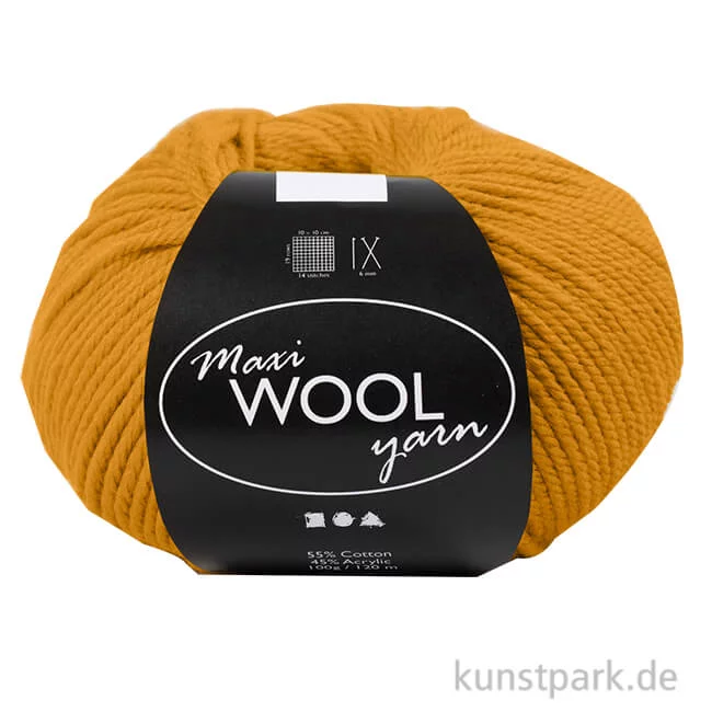 Artikelbild 1 des Artikels “Maxi Wollgarn 100 g 125 m | Dunkelgelb“