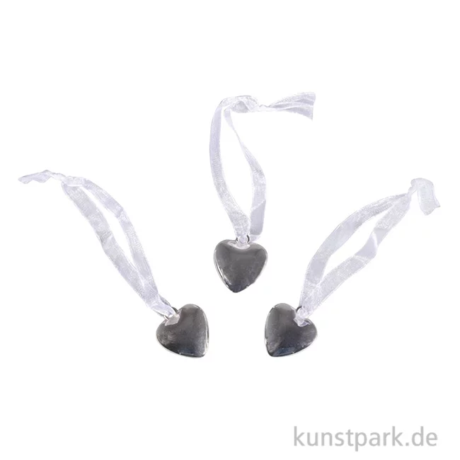Artikelbild 1 des Artikels “Metall-Dekoanhänger Herz, Silber, 2,5 cm, 3 Stück “