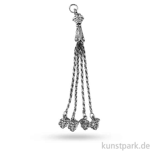 Artikelbild 1 des Artikels “Metall-Quaste mit Blüten - Altsilber, 10 cm, 1 Stück “