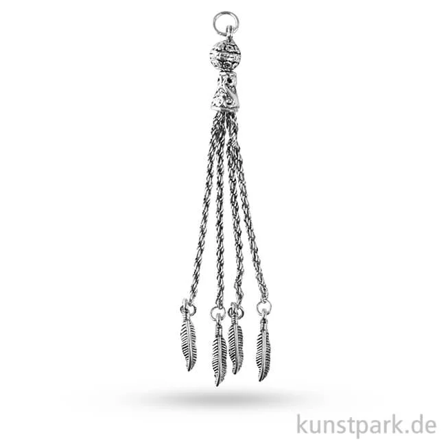 Artikelbild 1 des Artikels “Metall-Quaste mit Federn - Altsilber, 10 cm, 1 Stück “