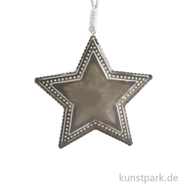 Artikelbild 1 des Artikels “Metallanhänger grauer Stern mit Deco-Rand 9,3 x 9 x 1,2 cm“