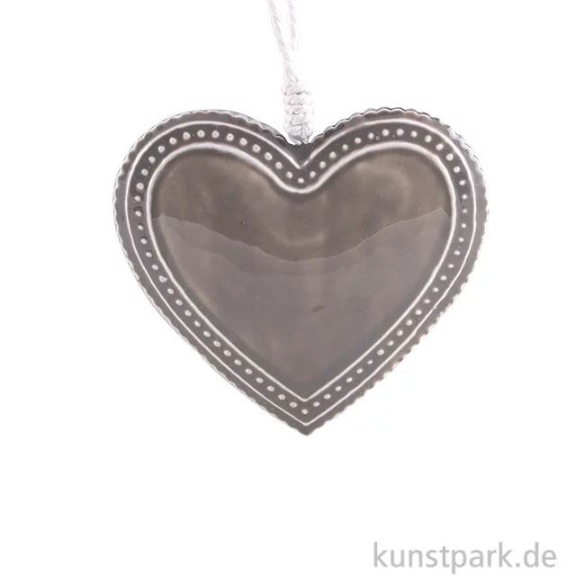 Artikelbild 1 des Artikels “Metallanhänger graues Herz mit Deco-Rand 7,8 x 7,5 x 1,3 cm“
