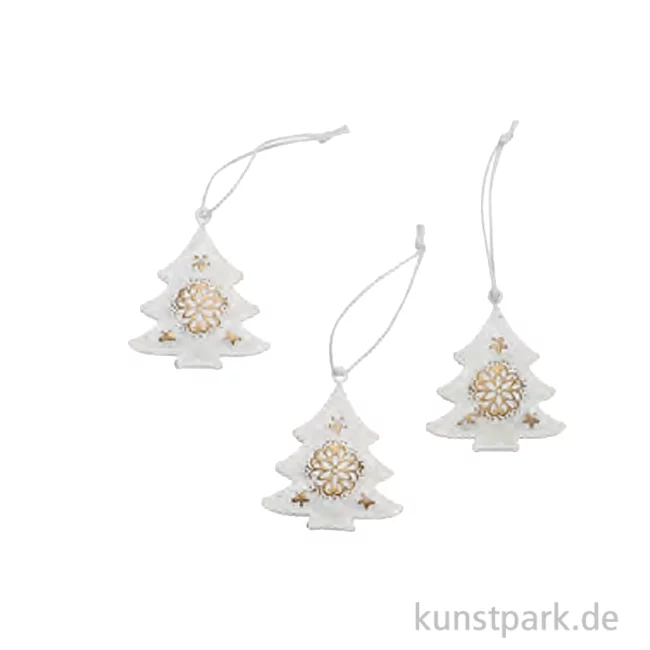 Artikelbild 1 des Artikels “Metallbaum Weihnachtsanhänger, Weiß, 3 Stück, 4,7 x 5,3 x 0,8 cm “