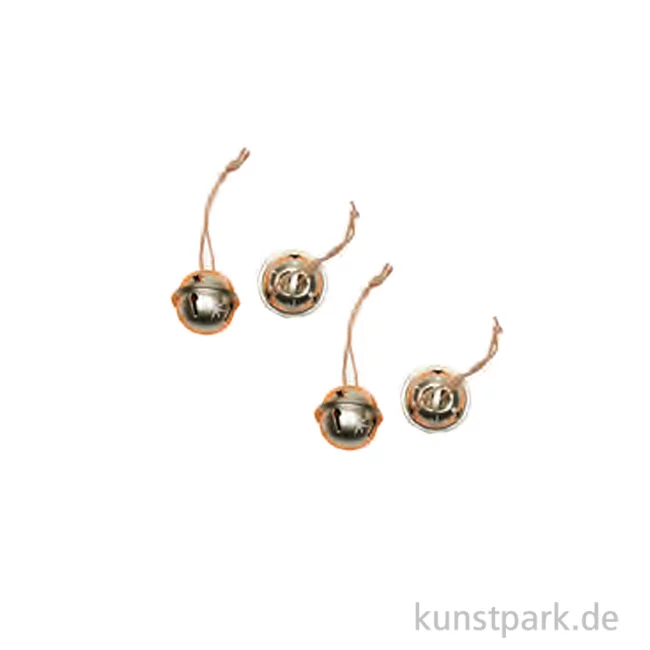 Artikelbild 1 des Artikels “Metallglöckchen Weihnachtsanhänger Champagner, 4 Stück, 3 x 3 x 2,7 cm “