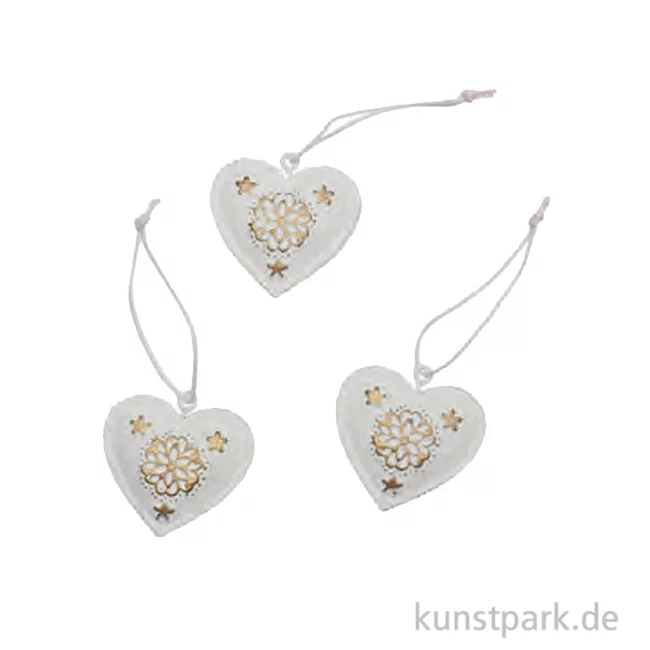 Artikelbild 1 des Artikels “Metallherz Weihnachtsanhänger, Weiß, 3 Stück, 4,2 x 4,1 x 0,8 cm “
