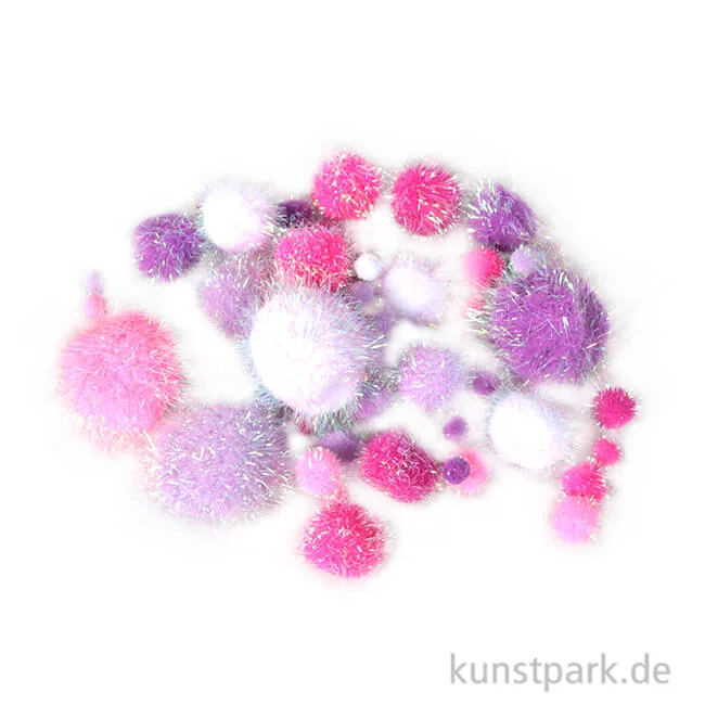 Artikelbild 1 des Artikels “Metallic-Pompons, 50 Stück sortiert - Pink-Weiß “